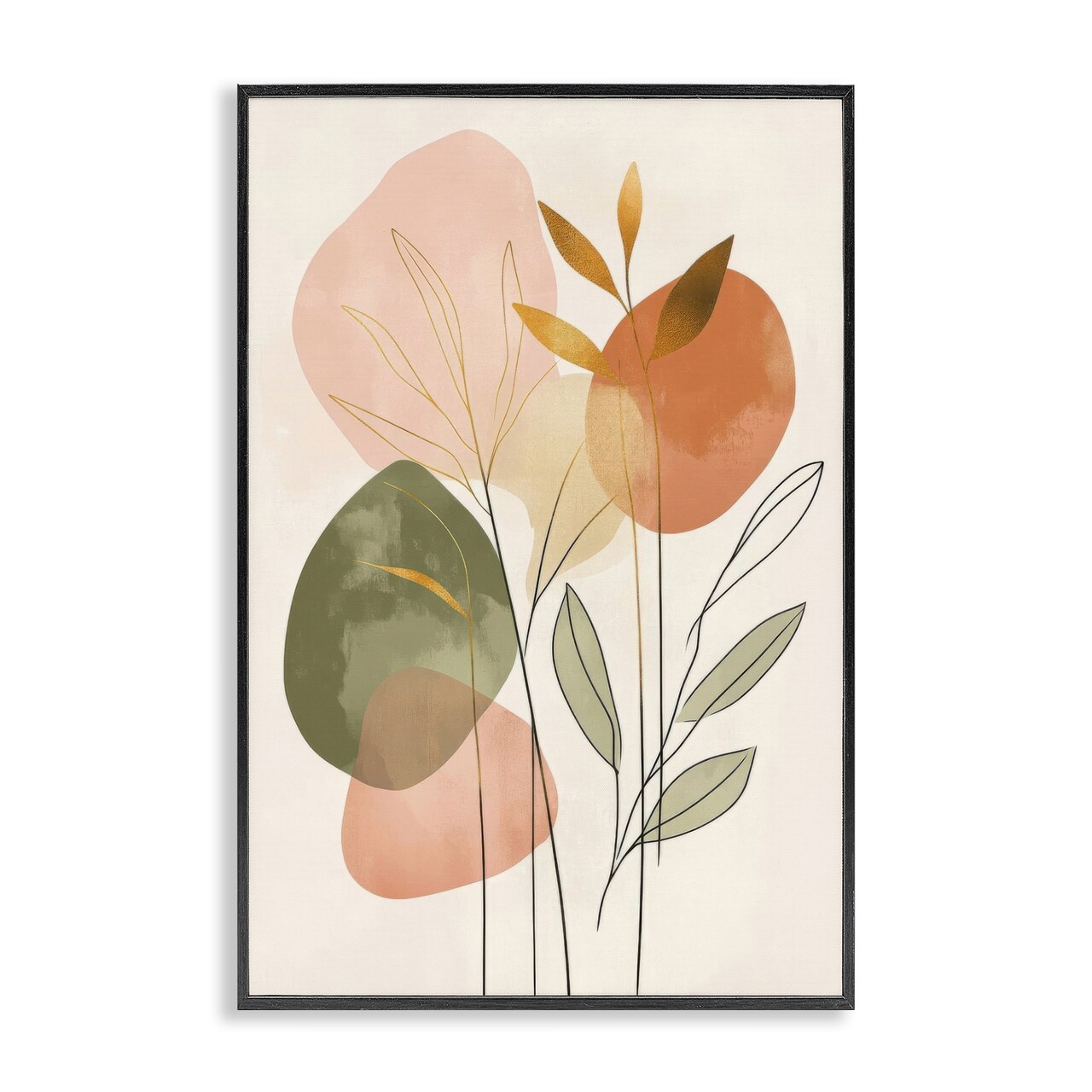 Stupell Industries Soft Organic Shape Botanicals Framed Giclee Wall Art Design by LSR Design Studio